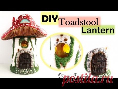 Toadstool/Mushroom Fairy House Lantern/Jar Polymer Clay Tutorial || Maive Ferrando
