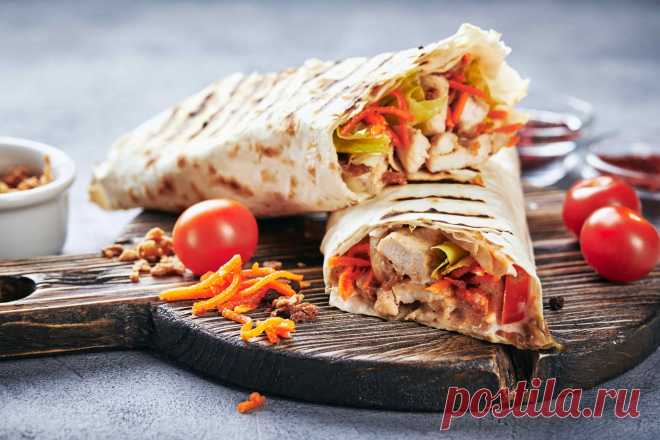 Рецепт ПП шаурмы с курицей. Полезная шаурма с курицей в лаваше
