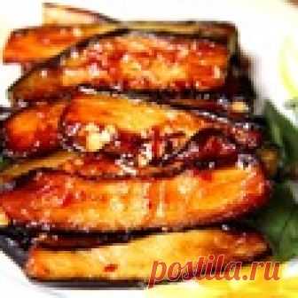 Липкие острые баклажаны Кулинарный рецепт