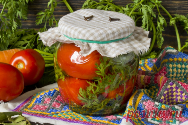 Маринованные помидоры с морковной ботвой. Пошаговый рецепт с фото - Ботаничка.ru