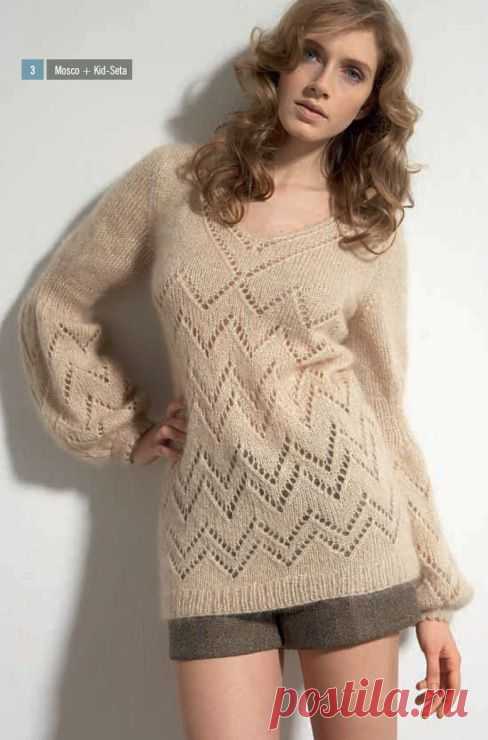Пуловер из мохера "Мерцание жемчуга"