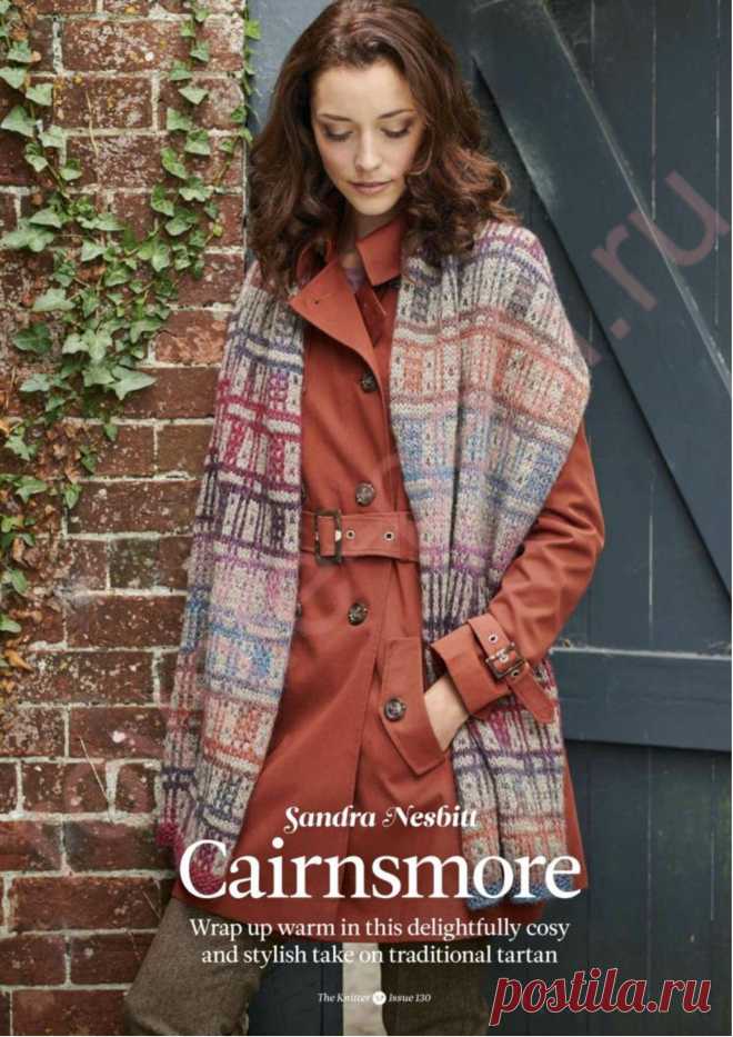 Жаккардовая накидка-палантин Cairnsmore спицами. / Ровные Петли