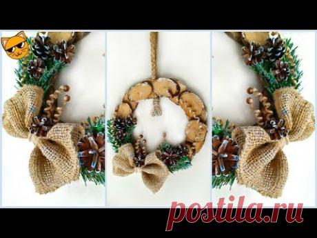 Как сделать Новогодний или Рождественский венок из спилов дерева.