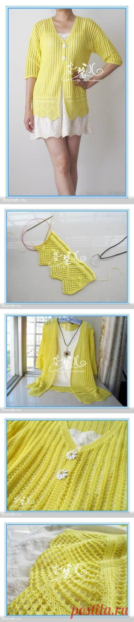 Легкий кардиган для леди спицами с переводом усл. обозначений