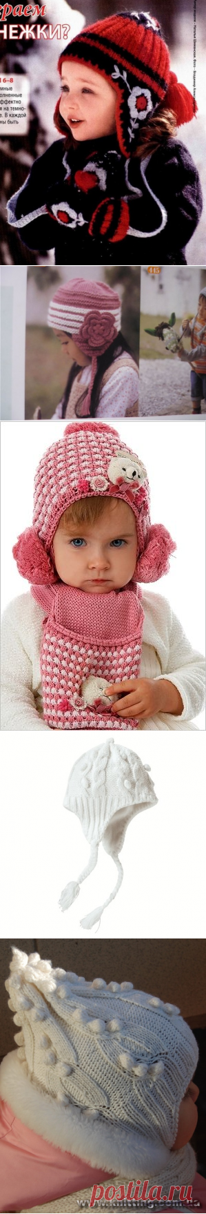 Зимние шапки с ушками для девочки