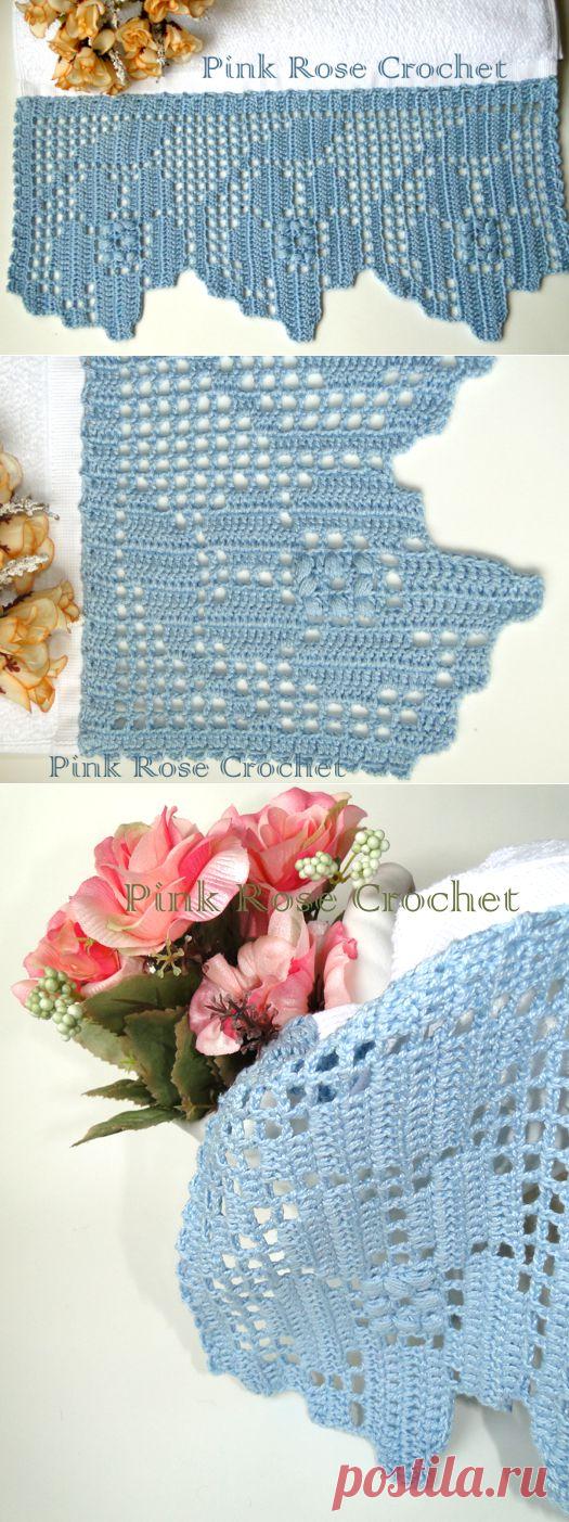 \ PINK ROSE CROCHET /: Barrado Flor Azul A em Crochê Filet