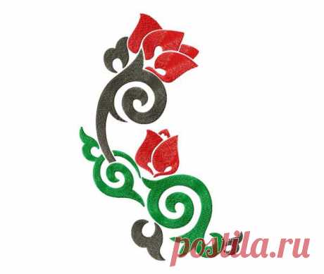 Цветок. Бесплатный Дизайн (Красный Тюльпан)Абстрактный цветок &quot;Красный тюльпан&quot;. (8 форматов вышивальных файлов). Это абсолютно бесплатный дизайн машинной вышивки для Janome, Brother, Melco и др.