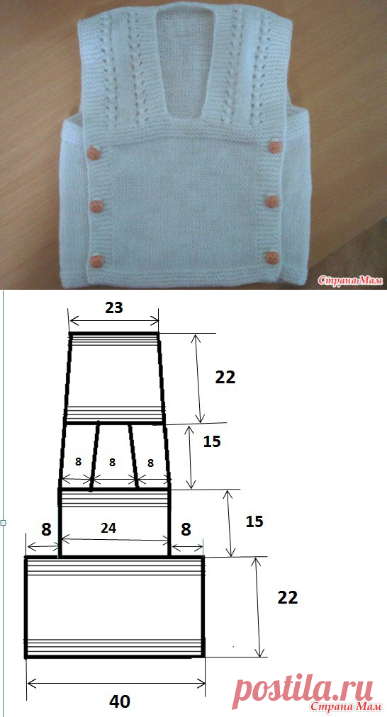 Бесшовная безрукавка спицами. МК - Вязание - Страна Мам