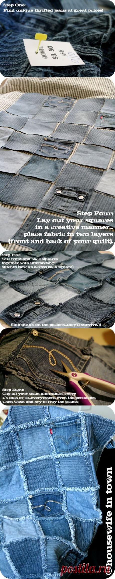 This Crazy, Blessed Life: {Housewife in Town} Denim Rag Quilt