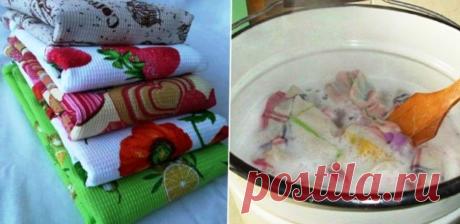 Станут обратно как новые! Методы стирки кухонных полотенец от грязи и жира.