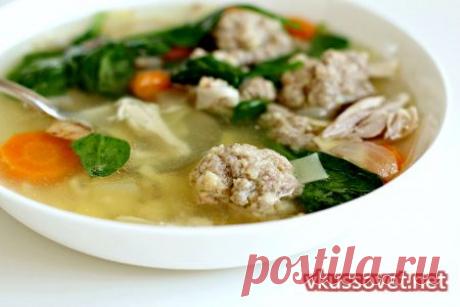 Куриный суп-лапша с фрикадельками из телятины