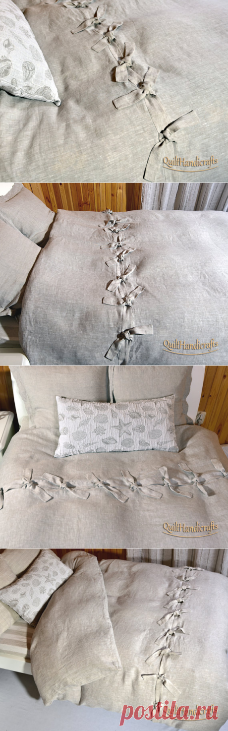 Duvet Cover with ties Linen DUVET COVER by QuiltHandicrafts