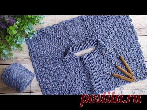 Ажурный кардиган крючком. Часть 2. Вяжем узоры.