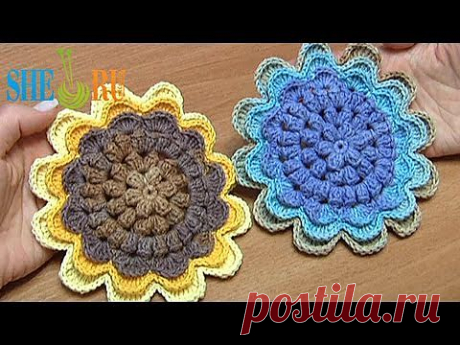 Вязаные цветы крючком Урок 48 Часть 2 из 2 Подсолнух связанный крючком - YouTube
