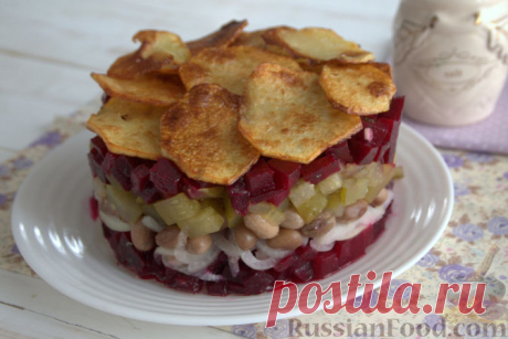 Праздничный винегрет с картофельными чипсами