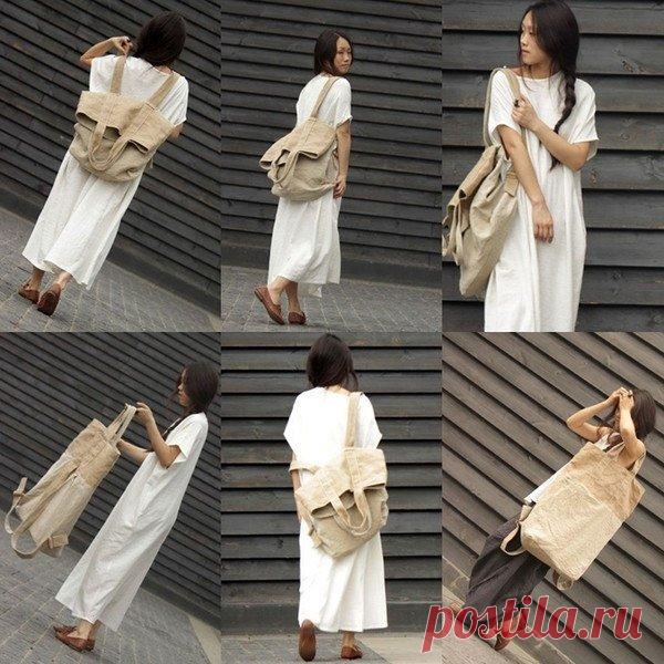 Large canvas-linen backpack-shoulder bag – Buykud