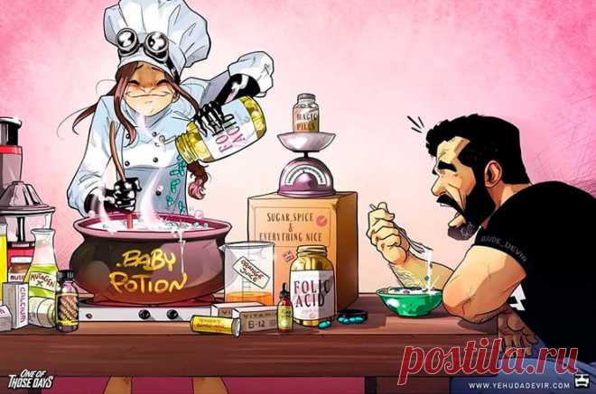 Жизнь с женой: новые картинки от мужа-художника — теперь про беременность! | Краше Всех