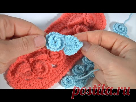 Необычный 3D ВЯЗАНИЕ / Вязание ЛИСТА и ЦВЕТОК крючком / Узор для ремня-браслета-серьги