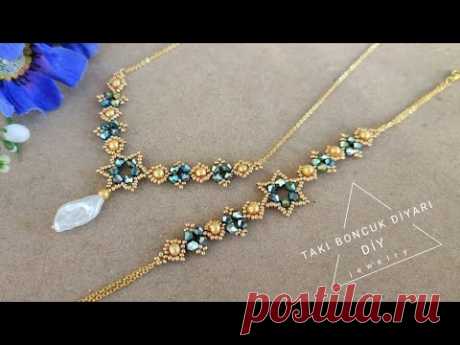 Boncuktan şık Kolye & bileklik seti yapımı.Jewelry set.How to make beaded jewelry.Bracelet &necklace