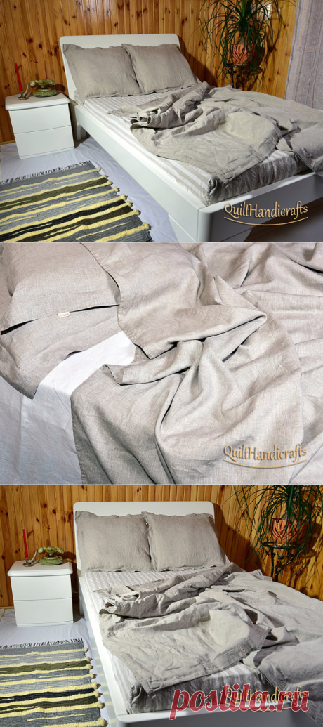 Duvet cover and two pillowcases 100% Flax by QuiltHandicrafts