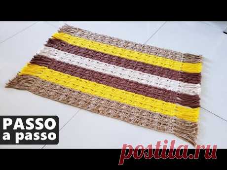 Tapete de crochê com acabamento em TASSEL -  Passo a passo