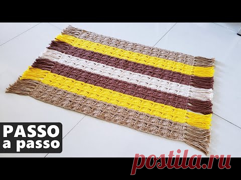 Tapete de crochê com acabamento em TASSEL -  Passo a passo
