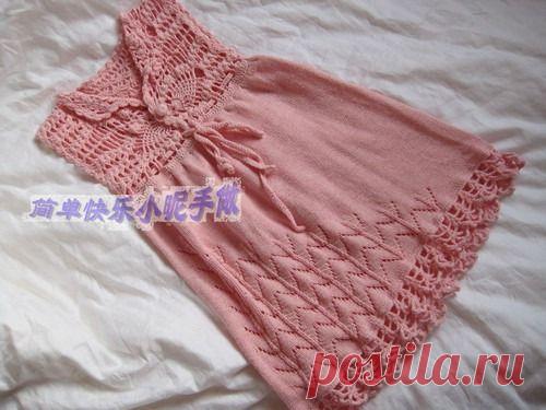 Вязание: детское платье комбинированное спицы+крючок