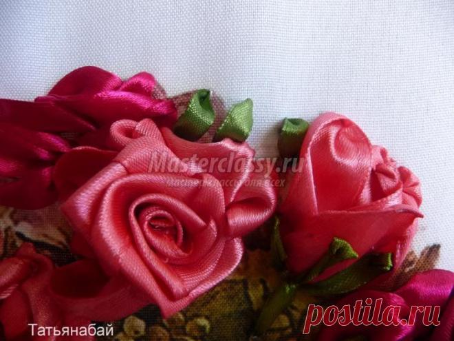 Вышивка лентами. Букет роз в вазе. Часть 1. Мастер-класс с пошаговыми фото