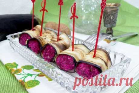 Рулетики из баклажанов с свекольно-ореховой начинкой | CityWomanCafe.com