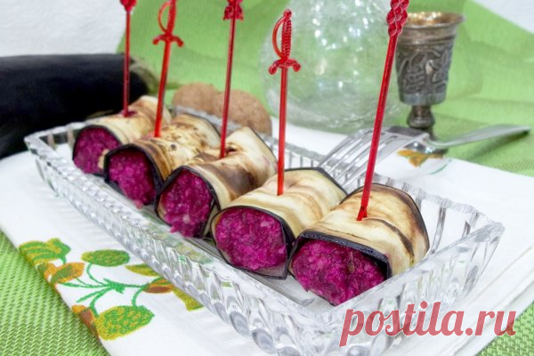 Рулетики из баклажанов с свекольно-ореховой начинкой | CityWomanCafe.com