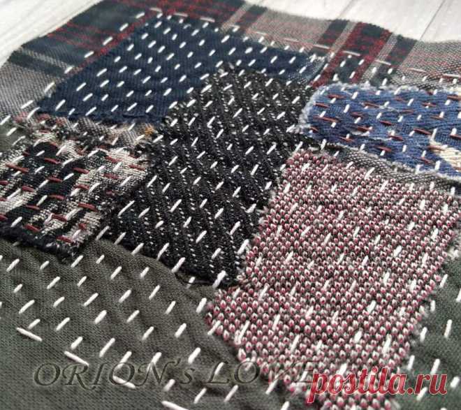 Второй блок в технике боро. Подумываю сшить из них наволочку для диванной подушки | Блог ЕЛенкино творчество. | Яндекс Дзен