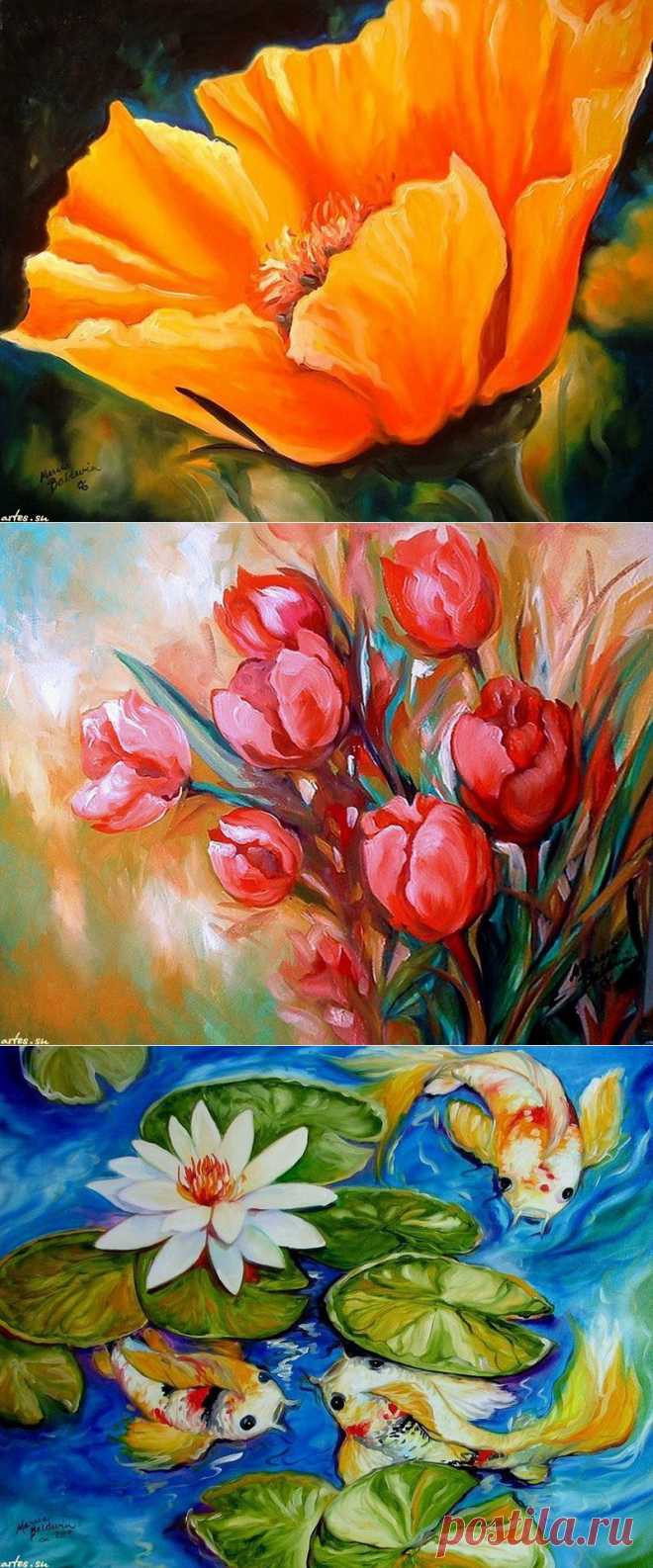 "Цветы - это остатки Рая на земле"! Художница Marcia Baldwin.