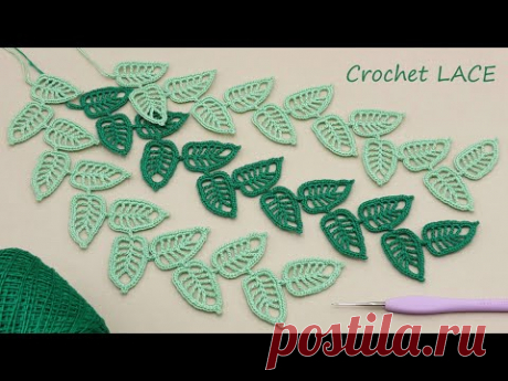 ПРОСТО👍&quot;Веточка листиков&quot; КРУЖЕВО КРЮЧКОМ вязание МК🍂 Beautiful and very easy to crochet LACE Leaves