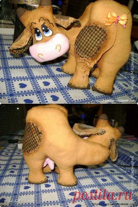 Шитье кофейных игрушек. Смешная КОРОВА