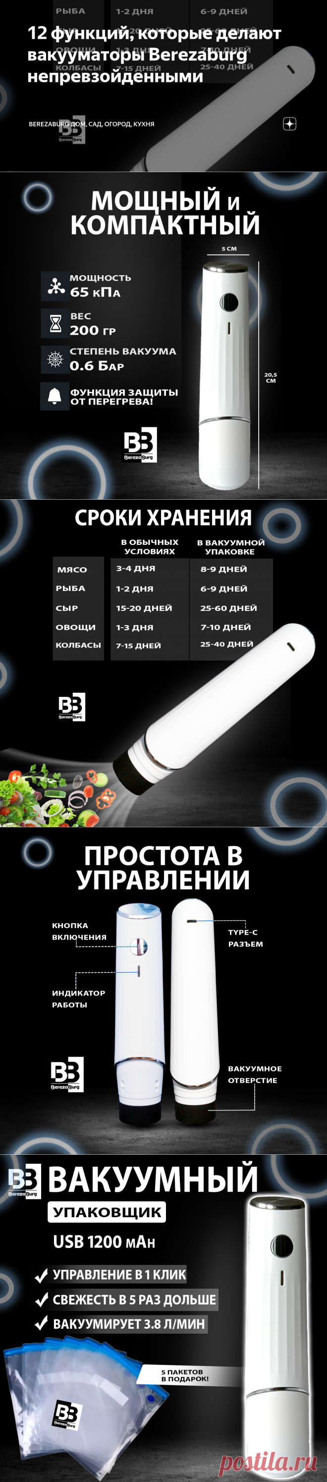 12 функций, которые делают вакууматоры Berezaburg непревзойденными | BerezaBurg дом, сад, огород, кухня | Дзен