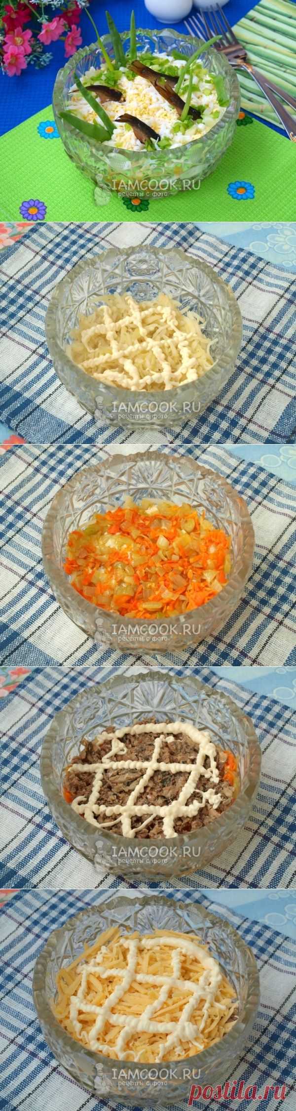 Простой и сытный салат со шпротами "Рыбки в пруду" - Вкусные рецепты