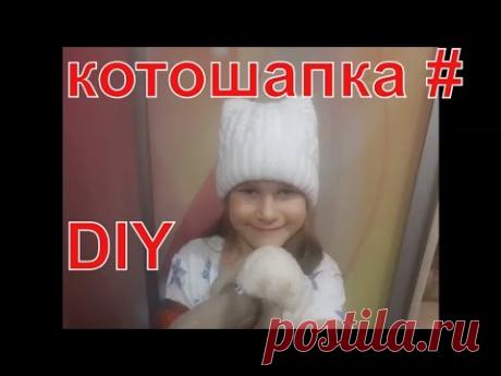 вязаная шапка кошка своими руками мк  diy