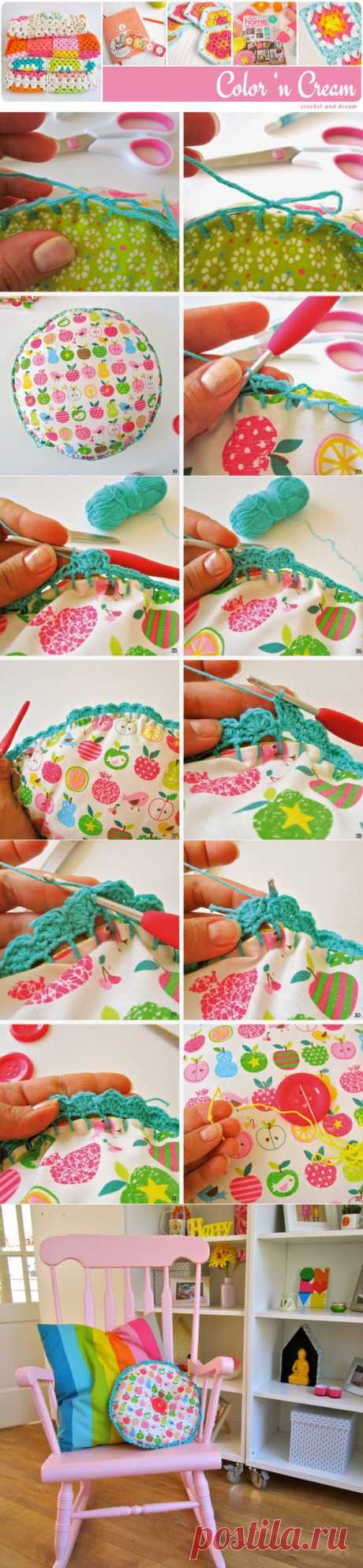 Color 'n Cream Crochet and Dream: Round Cushion Tutorial With Crochet Edge