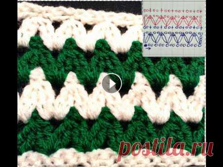Обучение крючком.Узор &quot;Зиг-заг №2 плотный. Education crochet.Tracery &quot;Zigzag №2 tight. Этот узор быстро вяжется. Я вязала крючком №2.5. This pattern quickly fit. I crochet №2.5....