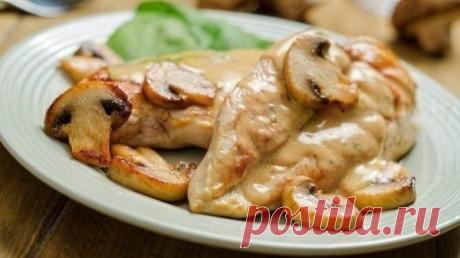 Куриная грудка с грибами и йогуртом » Вкусно и полезно
