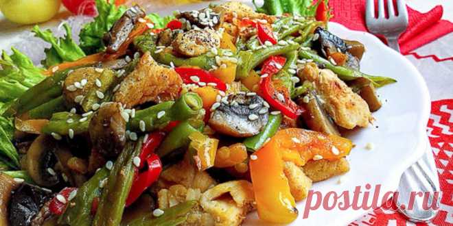 (+3) Тёплый салат из курицы с грибами : Салаты : Кулинария : Subscribe.Ru