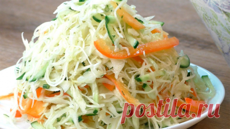 Готовлю салат из капусты за 5 минут: отличный гарнир к мясу, курице и рыбе (простой рецепт на каждый день, салат лёгкий, свежий и вкусный) | Микс Рецептов | Дзен