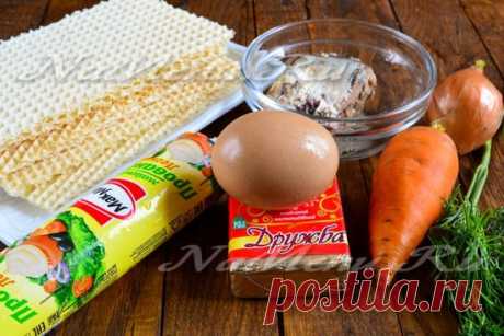 Закусочный торт из вафельных коржей, рецепт