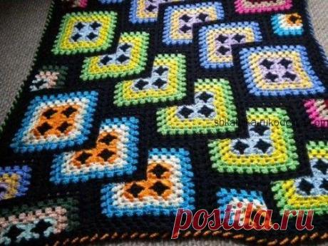 Плед “бабушкин квадрат” Плед “бабушкин квадрат” крючком. Плед из квадратов крючком