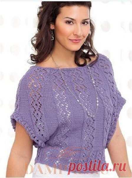 КАК СВЯЗАТЬ Ажурную кофточку «Lavender Sails» Размеры: S (M, L, XL, 2XL) Окружность бедер – 71.5 (81.5, 89.5, 98.5, 106.5) см, Длина – 54.5 (51.5, 56, 59, 63.5) см. Необходимая пряжа: Rowan Yarns Creative Linen (50% лен, 50% хлопок 200 м / 100 грамм в мотке) – 3 (3, 4, 4, 4) мотка. Инструменты: Круговые спицы № 4 длиной 60 см и 100 см, маркеры петель. Плотность вязания: 20 петель и 26 рядов = 10 см лицевой глади. 10 петель ажурного рисунка = 6.5 см в ширину. Используемые п...