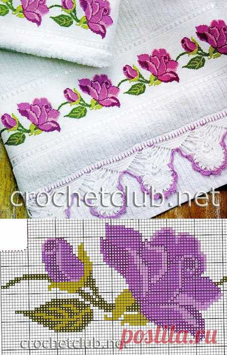 Полотенце с вышитыми цветами - Блог для женщин