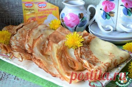 Блины на сметане тонкие с дырочками Кулинарный рецепт