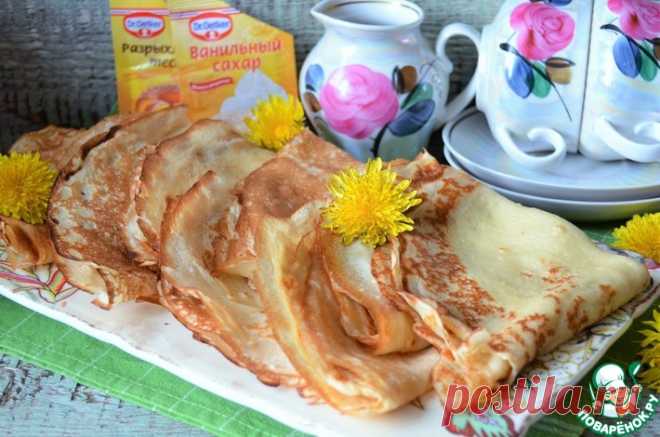 Блины на сметане тонкие с дырочками Кулинарный рецепт