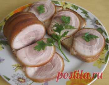 Рулет из грудинки в маринаде из луковой шелухи - Перчинка хозяюшка