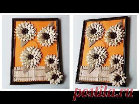 How to DIY Pumpkin Seeds Decoration Craft Tutorial | Как сделать декорацию из тыквенных семечек